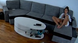 Reallifecam Linda rubs her pussy with her fingers on the couch 02 08 2020